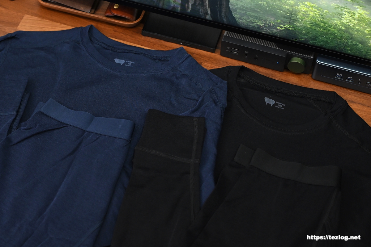 ワークマン メリノウール100 ミドルウエイト 長袖クルーネック クロ・コン