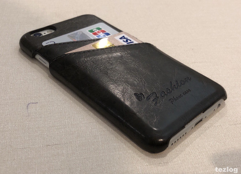 背面にカードが2枚入るレザー調のiphone ケース