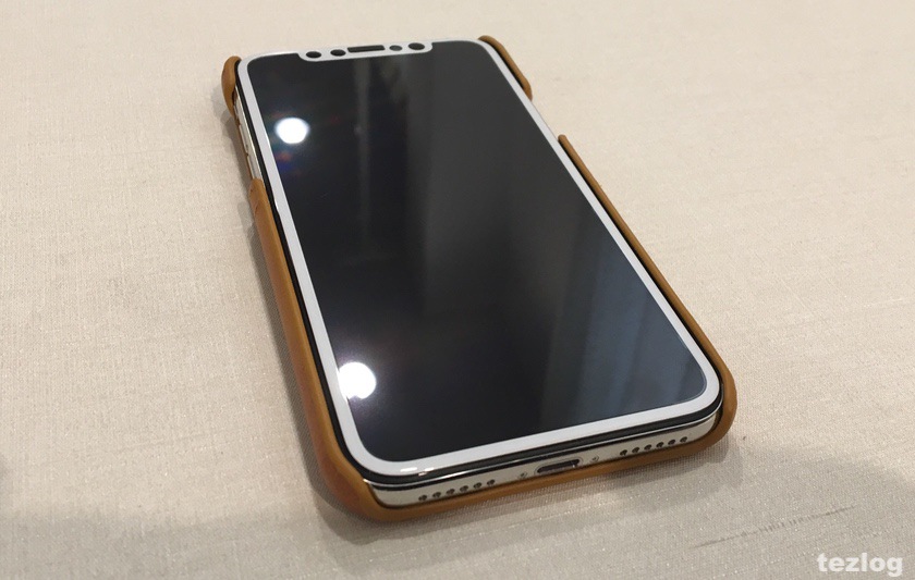 iphone X ケース 背面にカードが2枚入るレザー調ケース