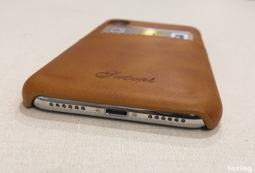iphone X ケース 背面にカードが2枚入るレザー調ケース