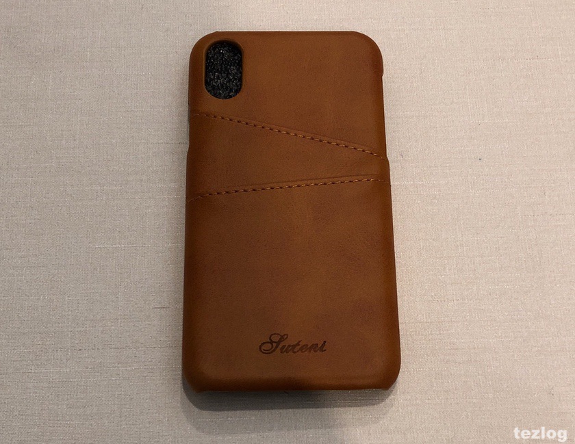 iphone X ケース 背面にカードが2枚入るレザー調ケース