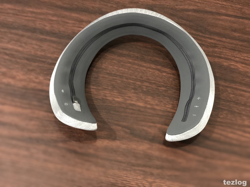 Bose ウェアラブルスピーカー SoundWear Companion ヘザーグレーのカバーを装着