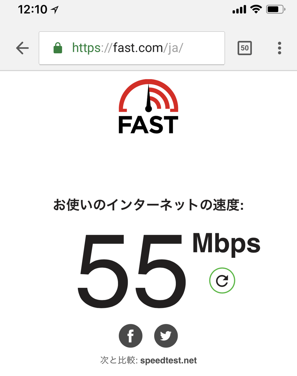 WifiレンタルどっとこむでレンタルしたWi-FiルーターSoftbank 303ZTでの通信速度測定結果