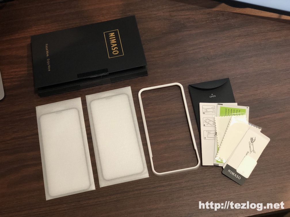 iPhone 11 Pro 用ガラスフィルム Nimaso ガイド枠付き全面保護フィルム 付属品一式