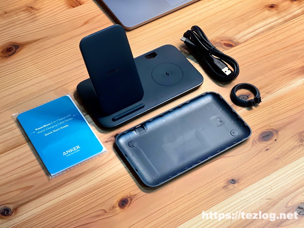 Anker PowerWave+ 3-in-1 stand with Watch Holder ワイヤレス充電器 Apple Watchホルダー付 付属品一式