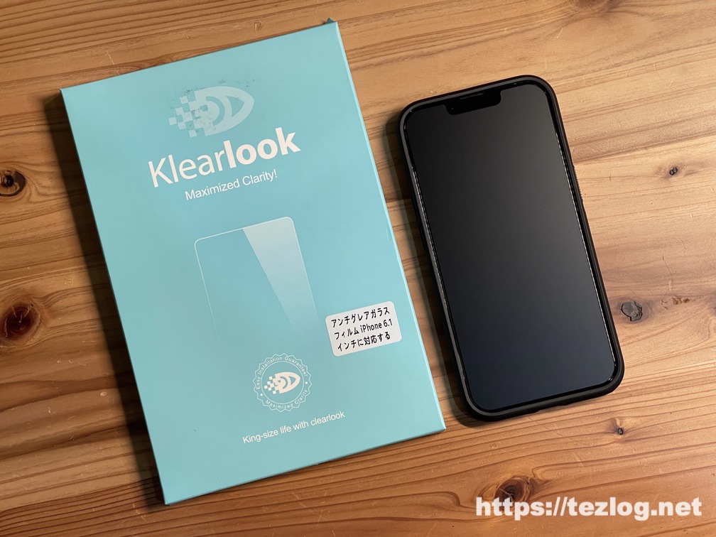 Klearlook Phone 13 / 13 pro アンチグレア ガラスフィルム パッケージとiPhone 13 Pro