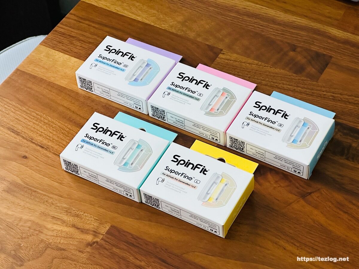 SpinFit スピンフィット SuperFine AirPodsPro専用 第1&第2世代対応 イヤーピース 5サイズ パッケージ