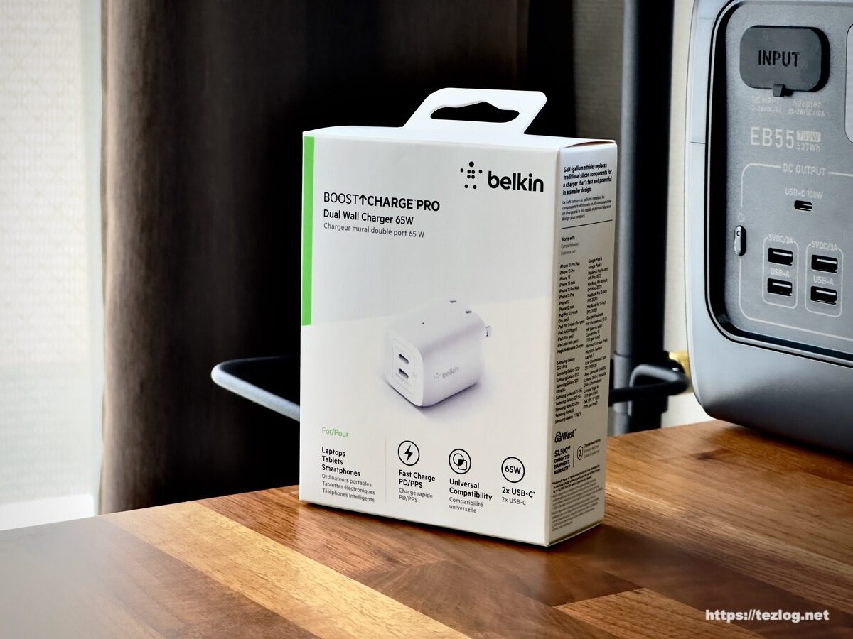 Belkin BOOST↑CHARGE Pro 65W USB-C 2ポート充電器 WCH013dqWH パッケージ