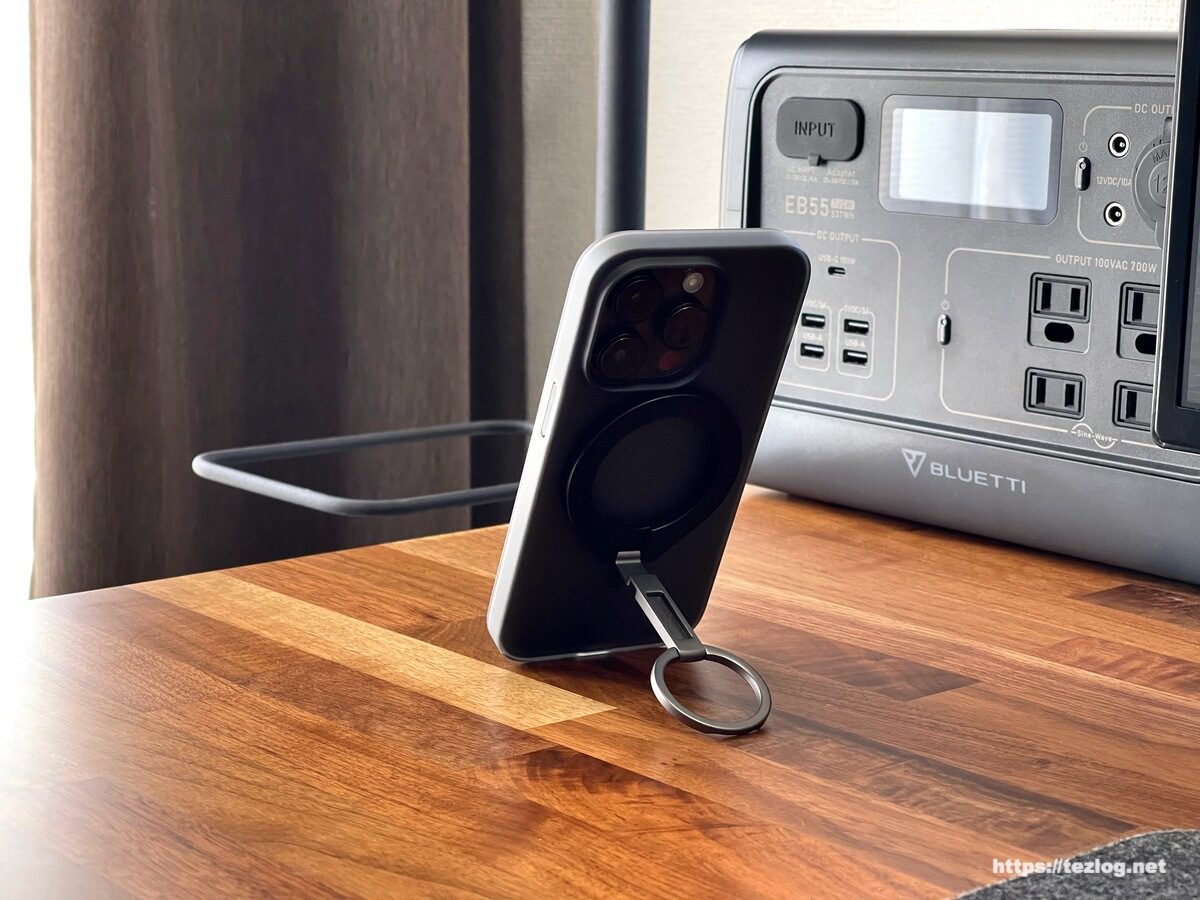 CASEFINITE THE FROST AIR Magnetic ULTRA スモークブラック iPhone 14 Pro MagSafe対応でMagSafeスマホリングをスタンドに使用