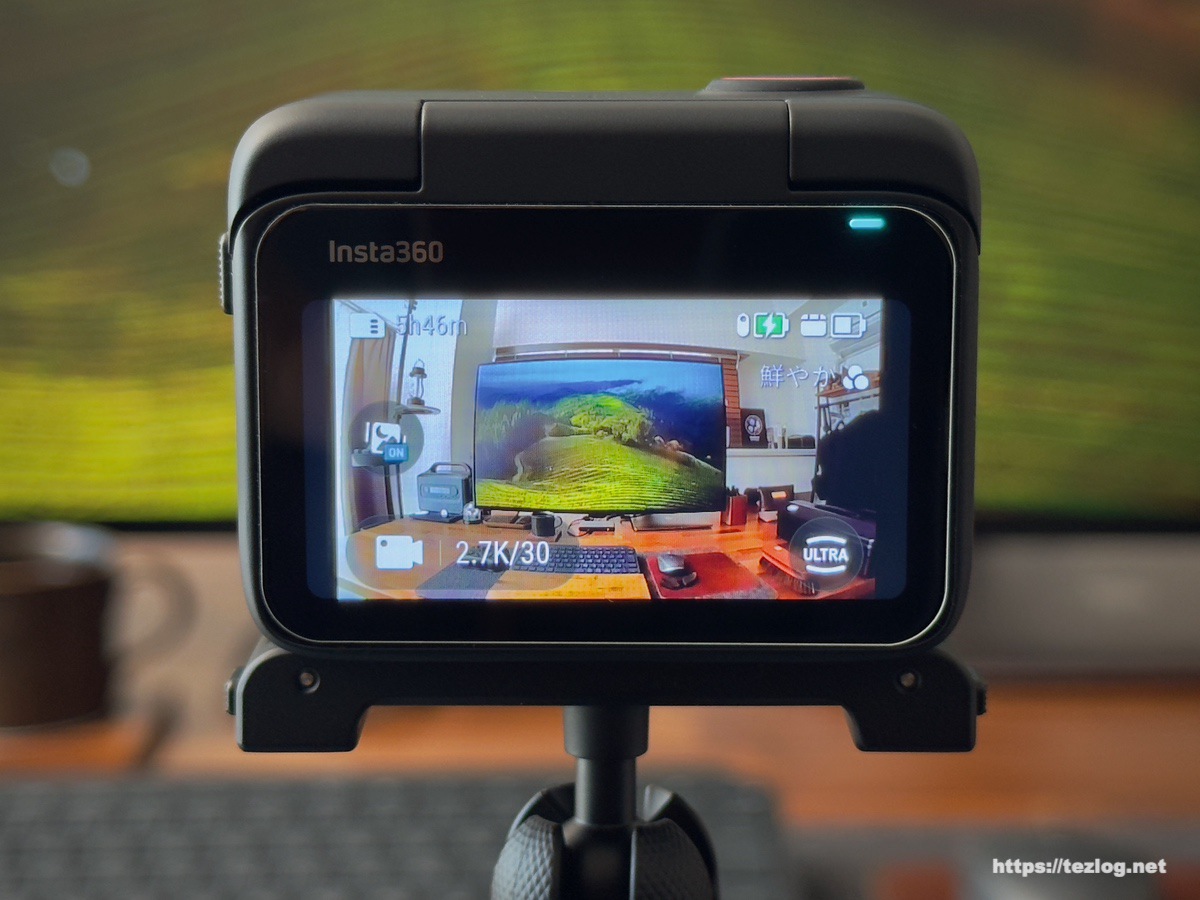 Insta360 GO 3 アクションポッド装着時 超広角で動画撮影時の画角