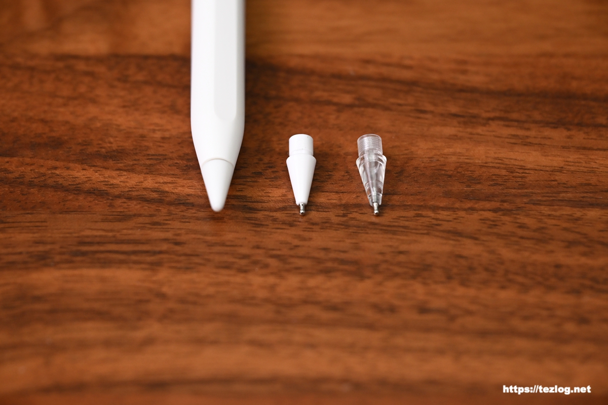 Project Comfy Pencil Tips BallPen ホワイトとクリアのペン先とApple Pencil純正のペン先