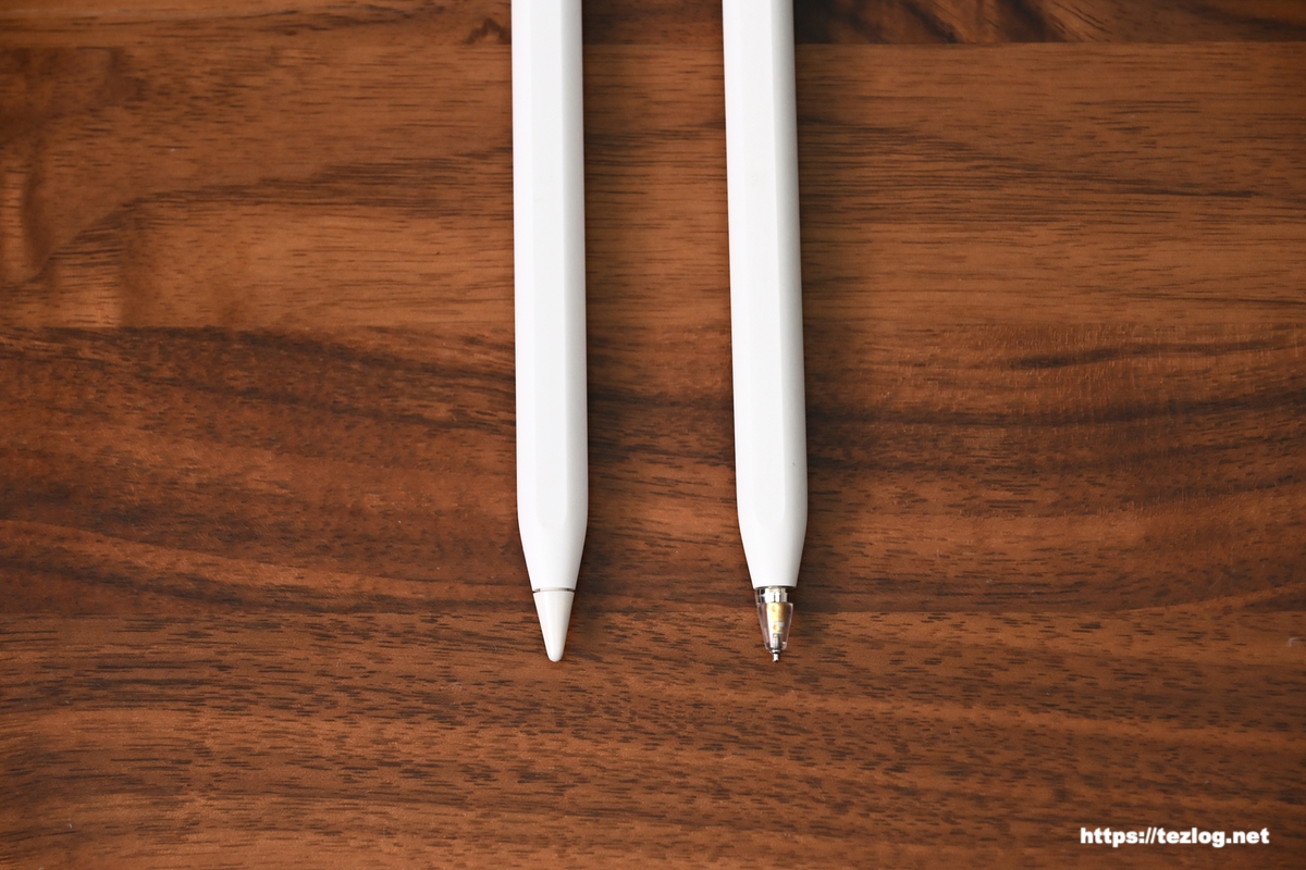 Project Comfy Pencil Tips Metal をApple Pencil 2に取り付け。Apple Pencil 2 純正ペン先との比較2