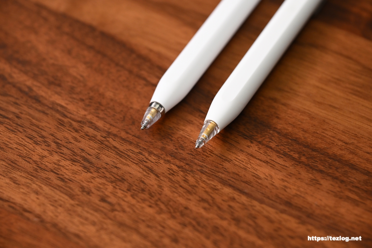 Pencil Tips Metal(左)とBall Pen(右)を比較