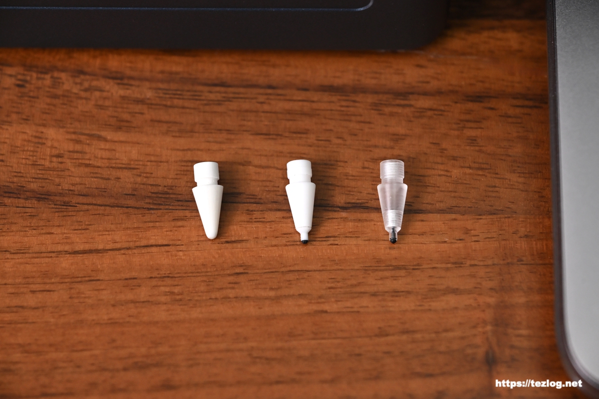 Project Comfy Pencil Tips SCREW (ホワイト・クリア) とApple Pencil 2 純正ペン先の比較