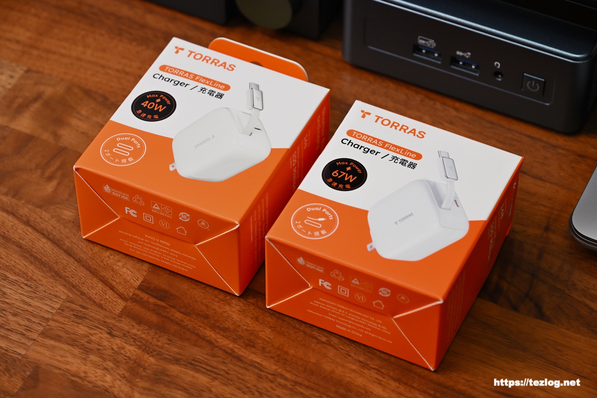 TORRAS FlexLine 巻取り式 USB Type-C 充電器 40W/67W パッケージ