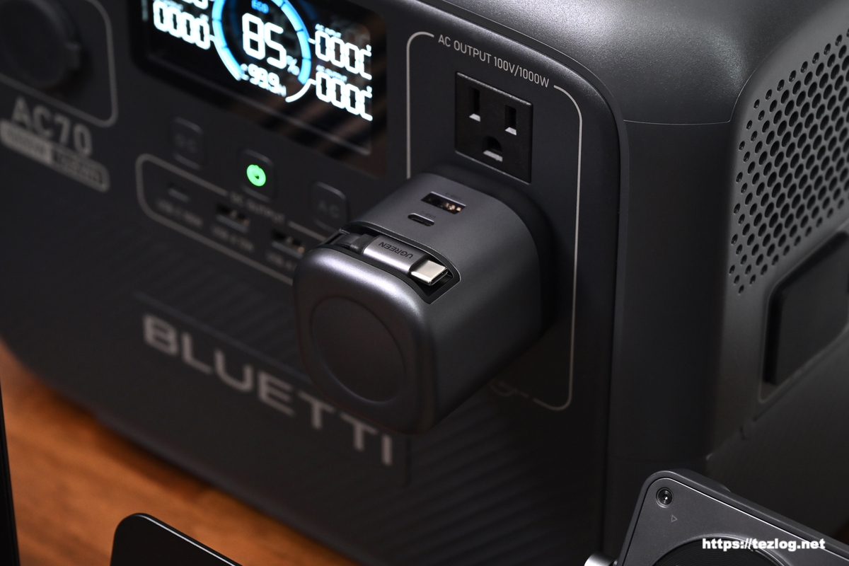 UGREEN Nexode 巻き取り式 USB-Cケーブル内蔵 充電器 65W