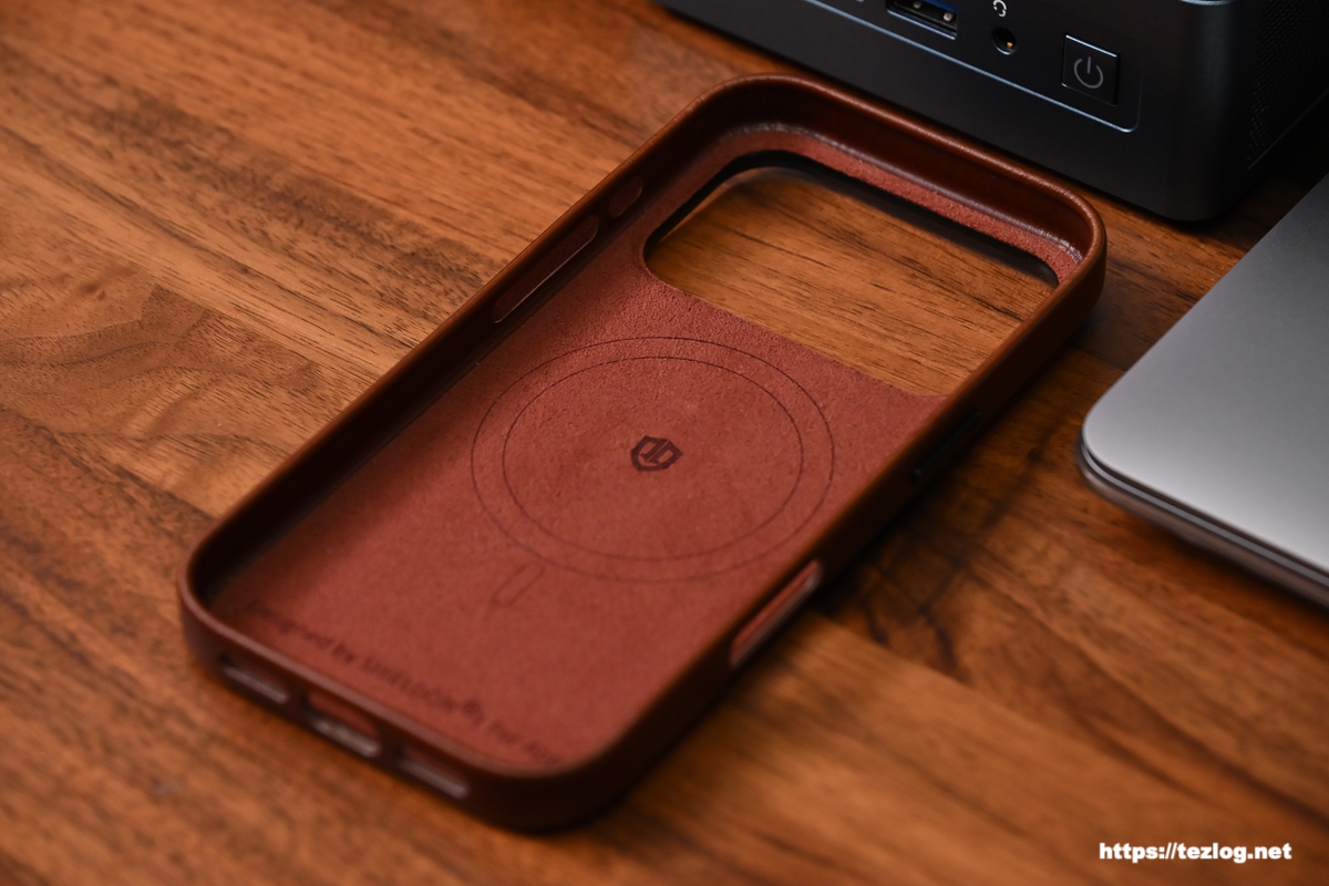 SHIELDON iPhone17Pro 対応 ベーシックケース 本革レザー レトロコーヒー 内側