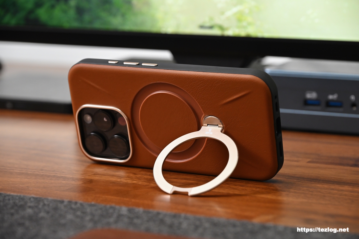 TORRAS Ostand Q3 レザートーン アンバー・ブラウン 360度回転式スタンド機能 横置き