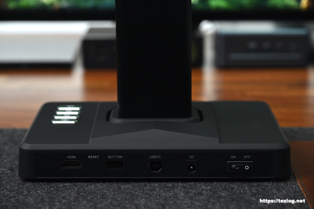 CZUR ET MAX 本体土台部分背面 電源ボタンと各種接続ポート