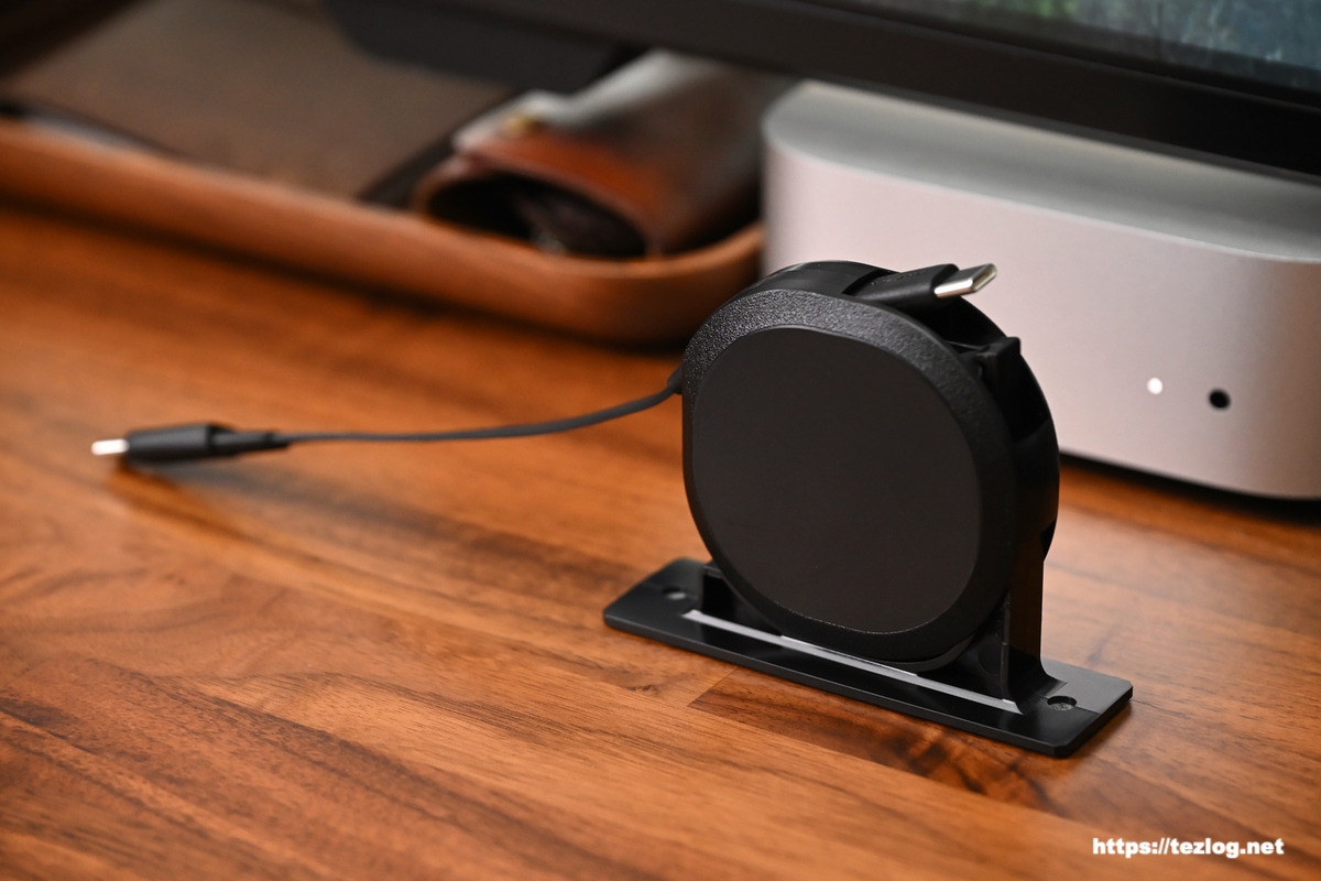 オウルテック 片引き巻取り式 USB Type-C ケーブル katamaki C to C 120cm スタンド付き