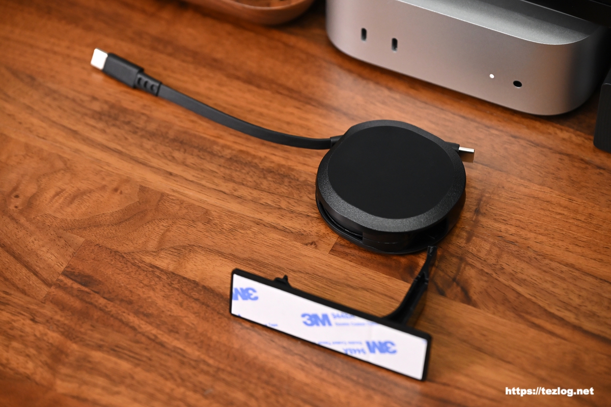 オウルテック 片引き巻取り式 USB Type-C ケーブル katamaki C to C 120cm スタンド付き