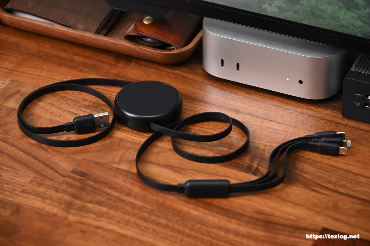 LISEN 3in1 巻取り式 充電ケーブル ケーブル引き出し時