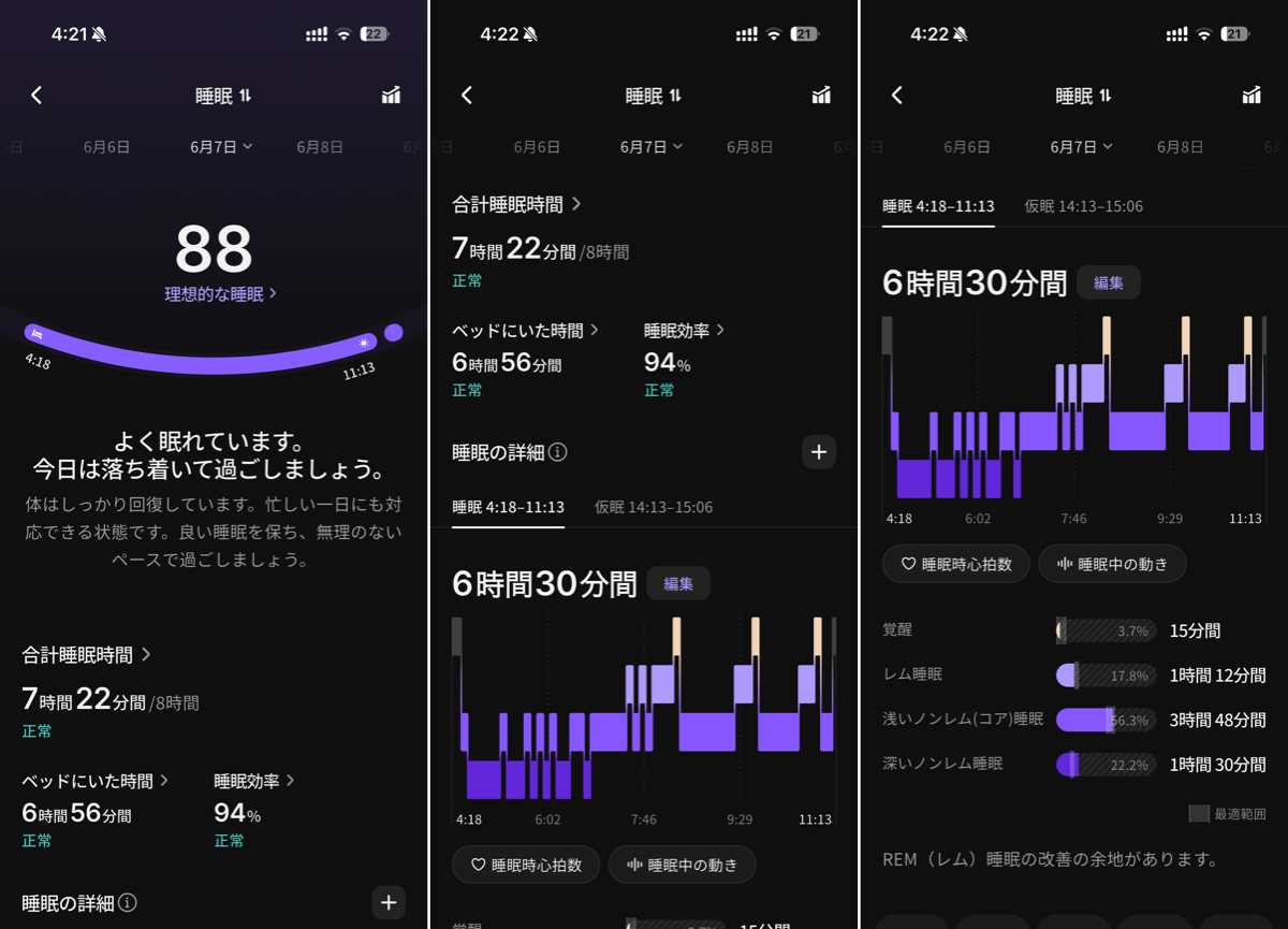 RingConn Gen3 睡眠データのまとめ